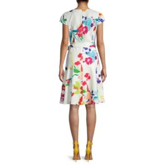 NWT BLACK HALO Pandora Floral Faux-Wrap Dress Floral Zest Size 2 Colorful - Picture 2 of 9